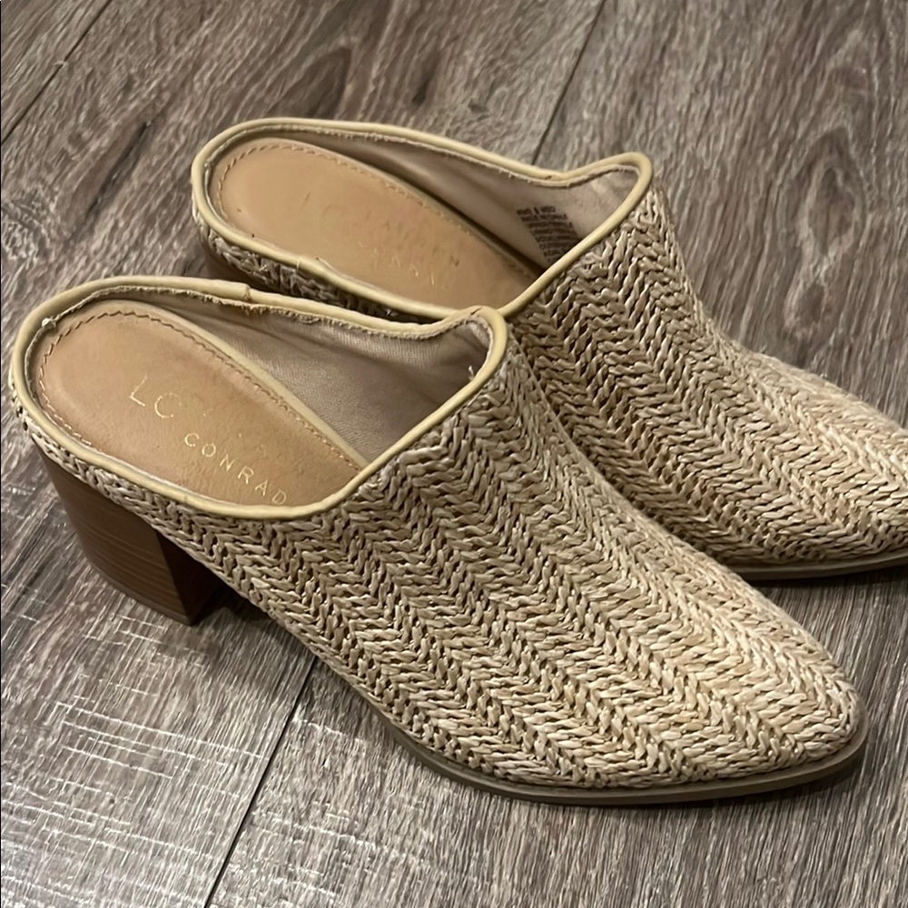 LC Lauren Conrad Tan Woven Mules